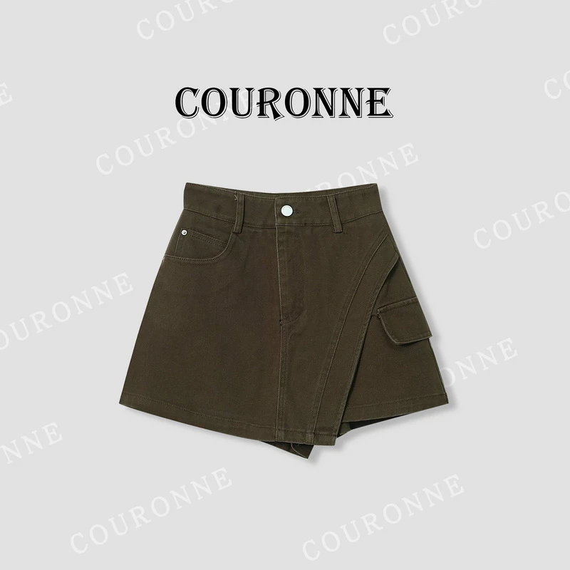 【小熊】-春夏不规则设计感显瘦高腰假两件防走光裙裤半身裙33447