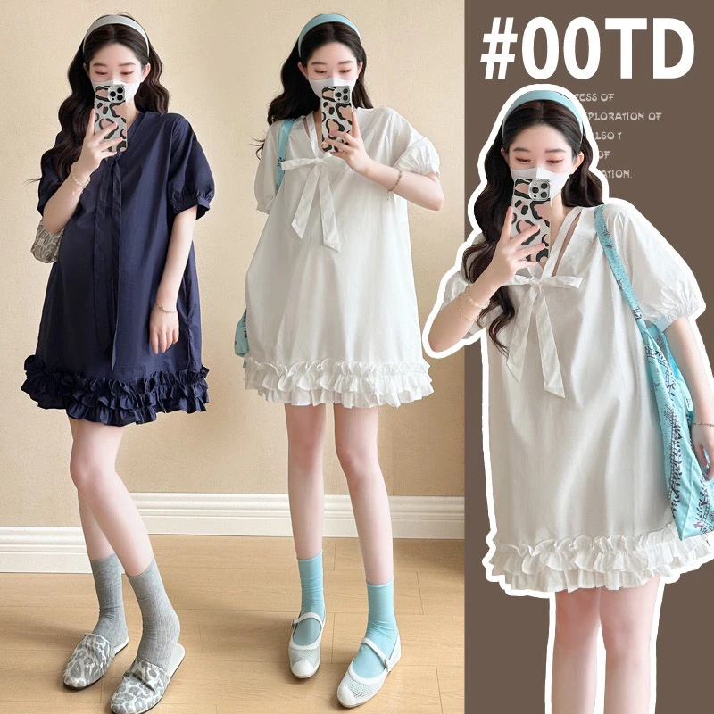 网红孕妇夏装韩版孕妇连衣裙减龄法式小个子孕妇裙