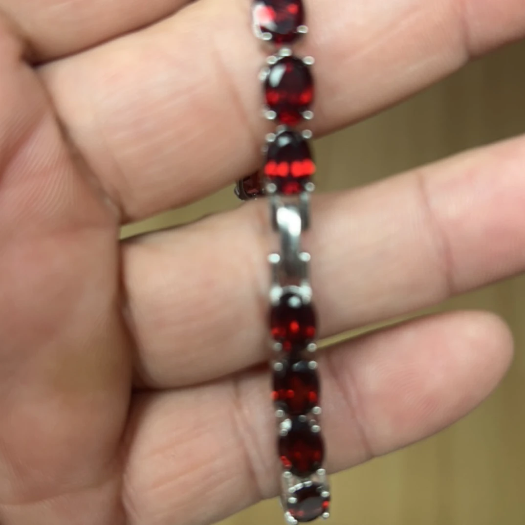天然石榴石手链女925银镶嵌