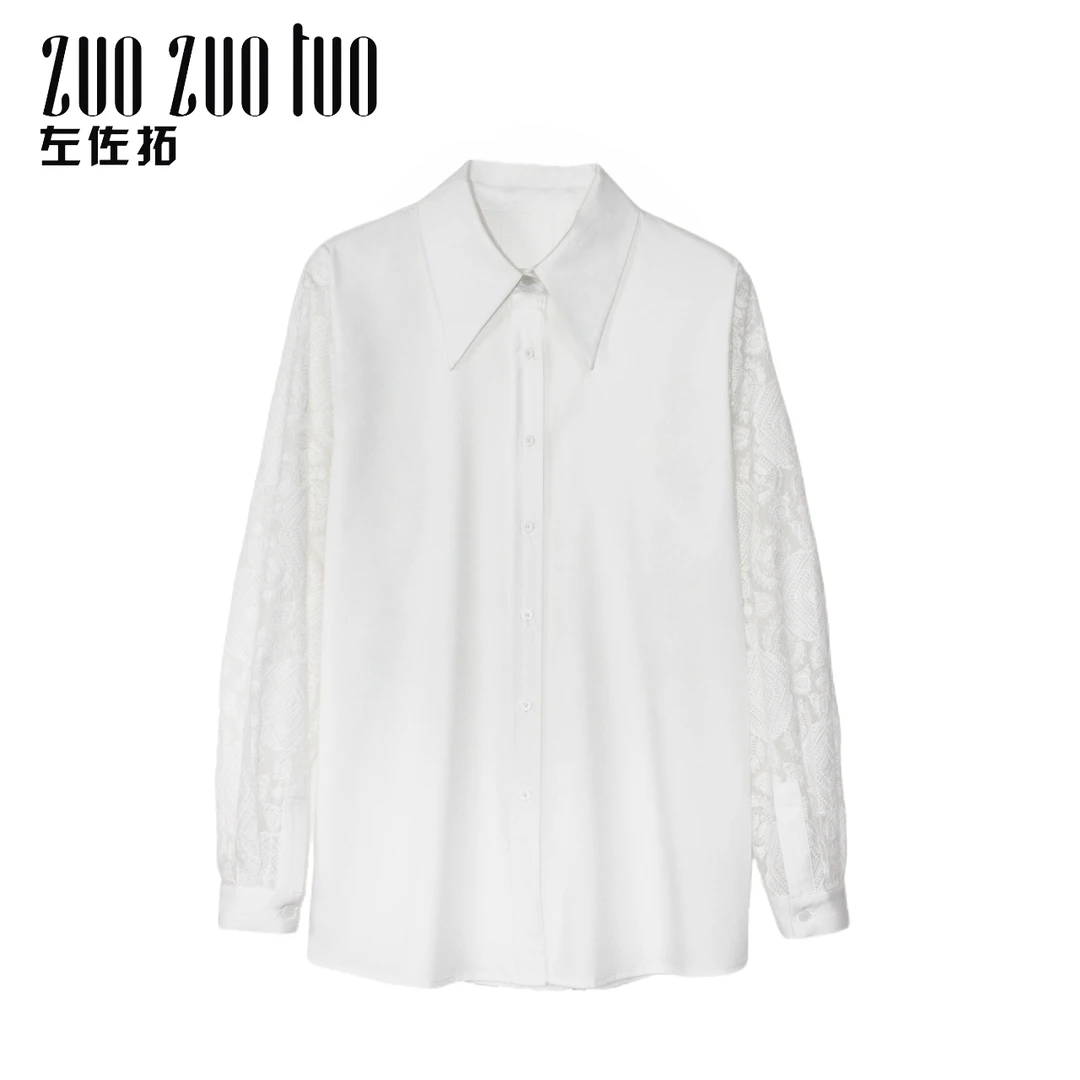 ZUOZUOTUO左佐拓秋季新款女装时尚百搭高级设计绣花衬衣11575
