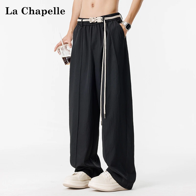 La Chapelle/拉夏贝尔宽松百搭薄款男女款夏季阔腿裤直筒型休闲裤