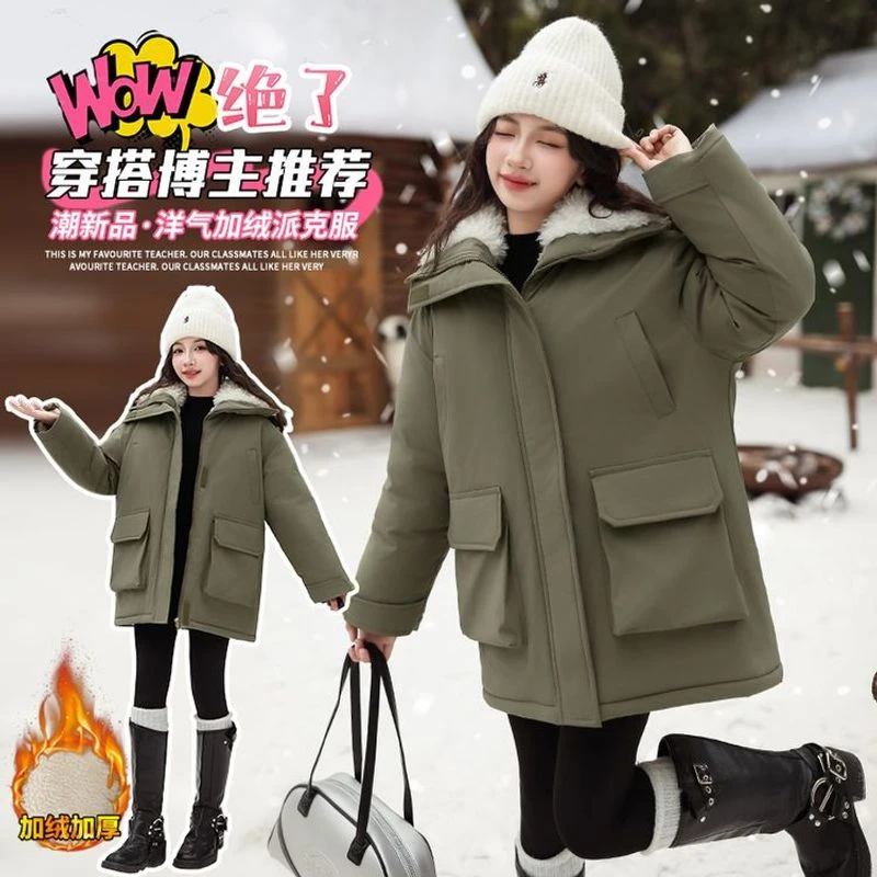 LCMJ[加绒外套]儿童冬季纯色极寒特厚派克服外套2492