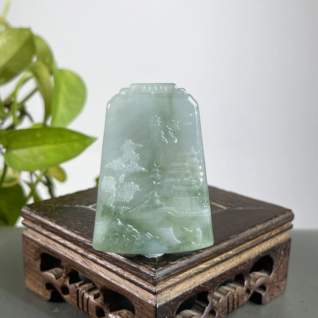 JTB14-151  天然缅甸A货翡翠  山水牌