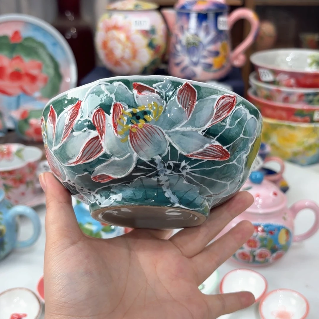 景德镇手绘高温釉下彩陶瓷茶具