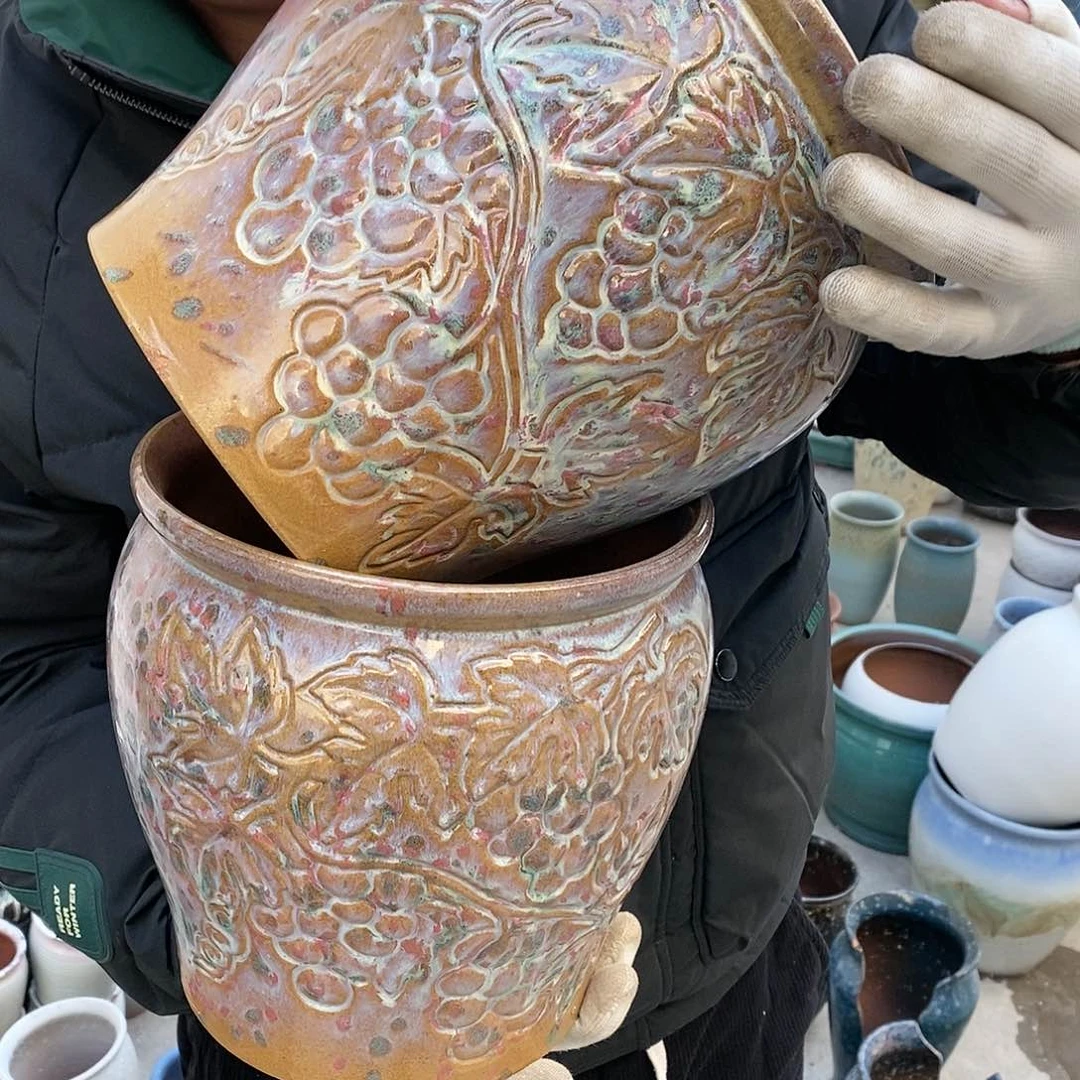 紫砂花盆瑕疵口20高20瑕疵