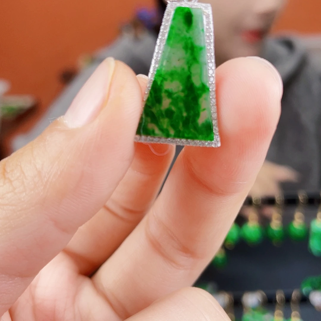 翡翠银S925镶嵌耳饰