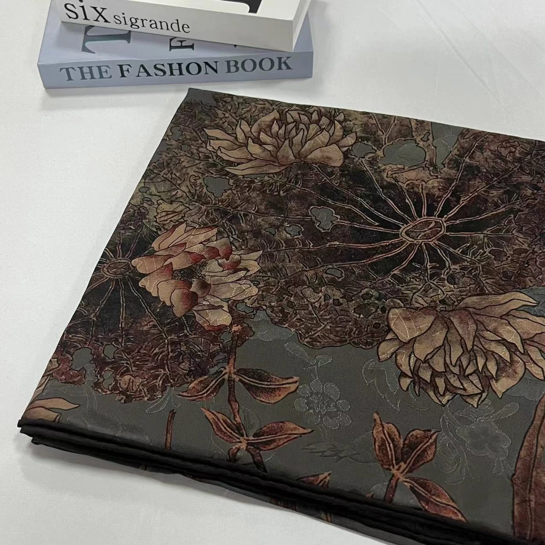 140香云纱方巾-丛荷涟漪 全萝135cm丝巾