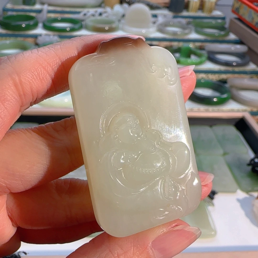 颈饰未镶嵌和田玉红糖佛牌