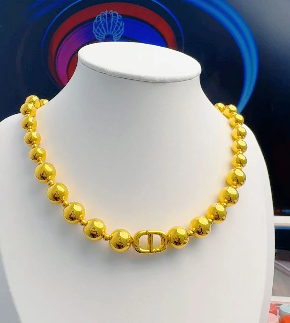 金灵王时尚黄金足金5D无氰工艺猪鼻子珠珠链潮流经典