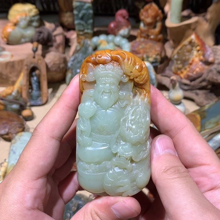 岫岩河磨玉（透闪石质玉）手把件未镶嵌用****2