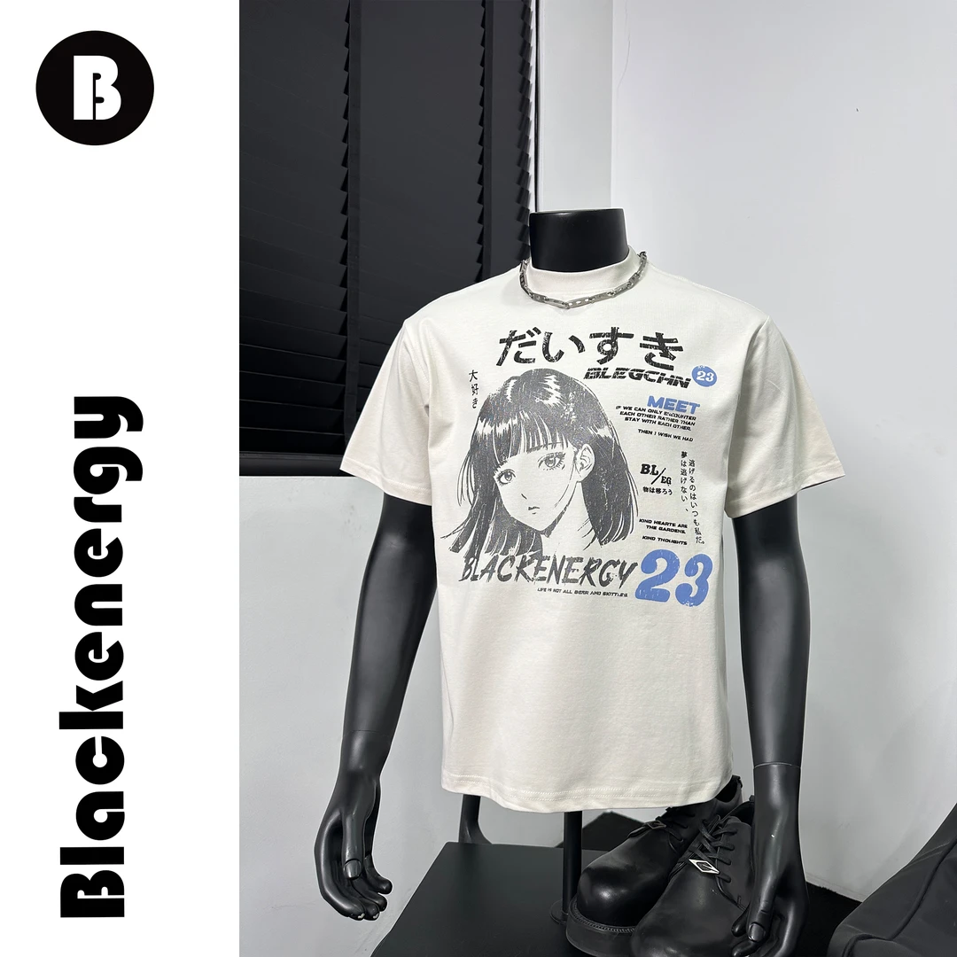 立体剪裁动漫T恤男士夏季美式百搭街头重磅简约设计感短袖潮流