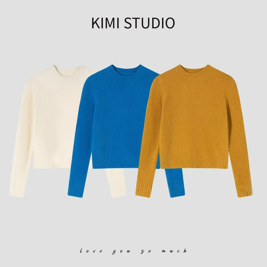 纯色圆领圈圈羊毛套头针织长袖毛衣  AW241403