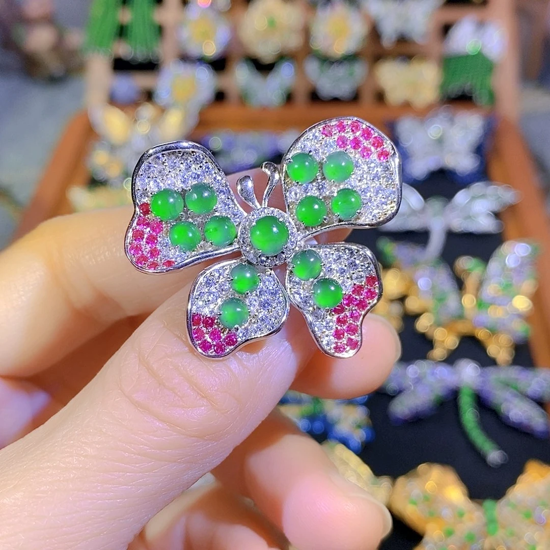 银S925镶嵌挂件翡翠