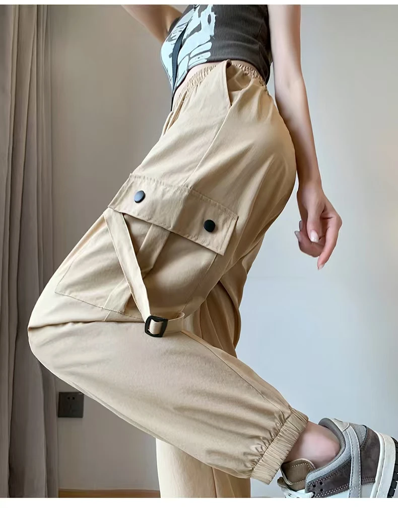 程程【美式潮流】百搭大口袋速干阔腿休闲伞兵裤1215