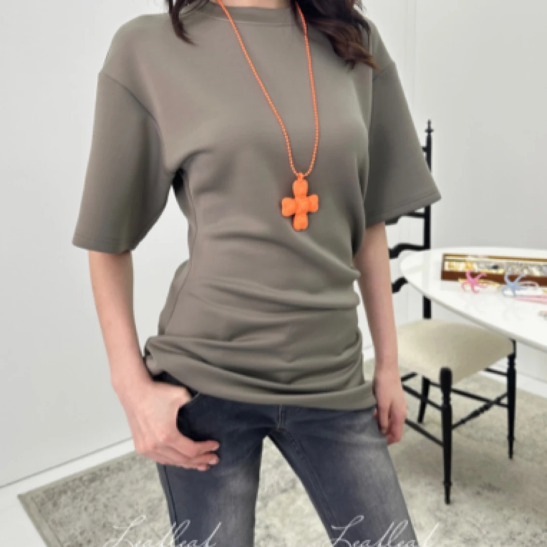 LAST OEDER 单侧腰头褶皱弹力包裹T LEAFLEAF设计师品牌