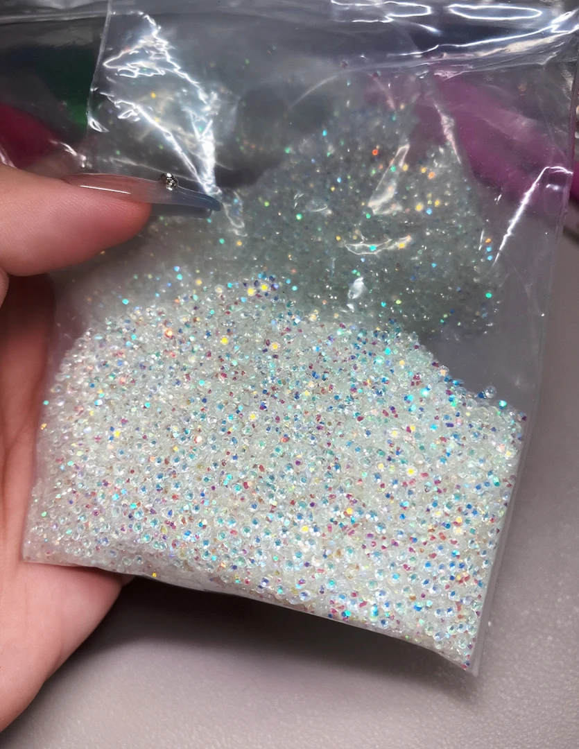 大王扇SS4贴钻裸钻炫彩透明AB圆钻平底极光幻彩爆闪美甲diy饰品