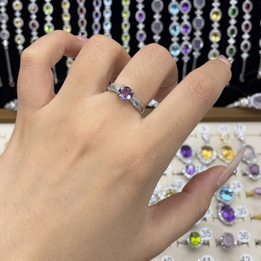 戒指紫晶银S925镶嵌