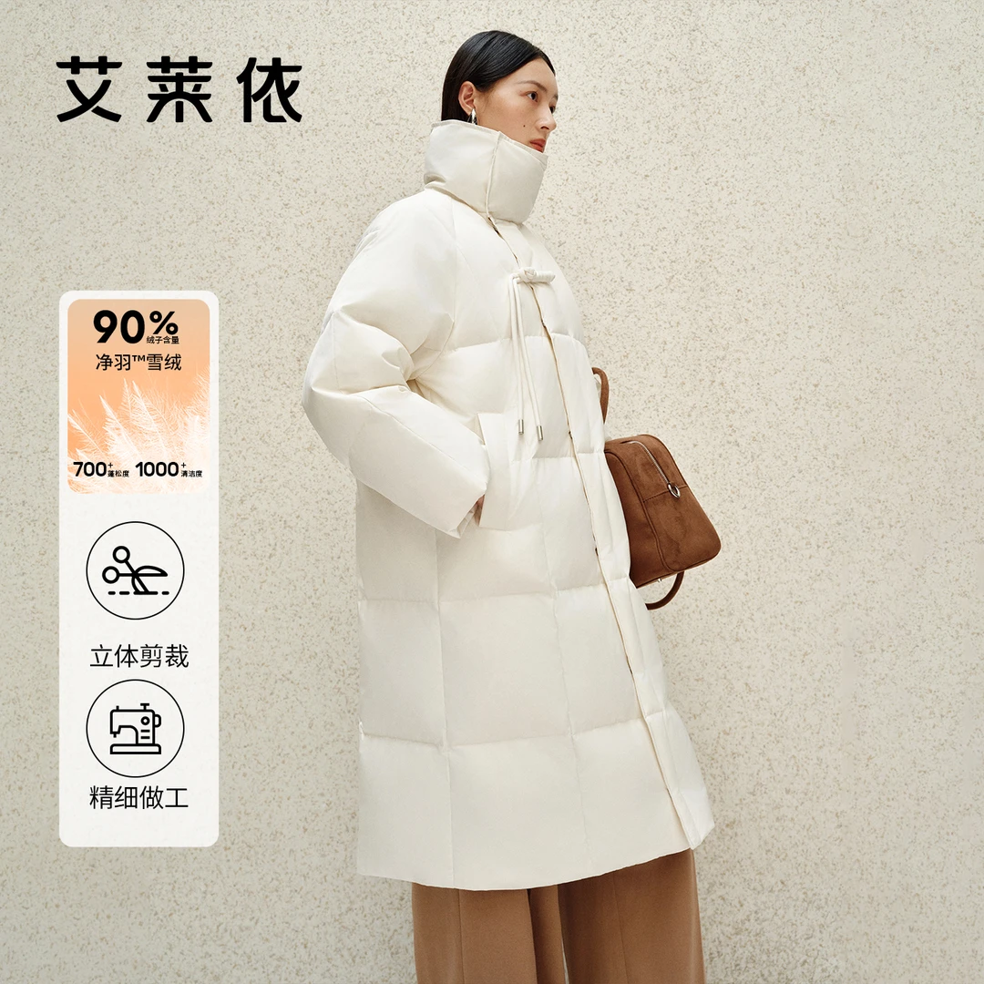 艾莱依时尚中款保暖冬季户外女士过膝防风宽松休闲1115