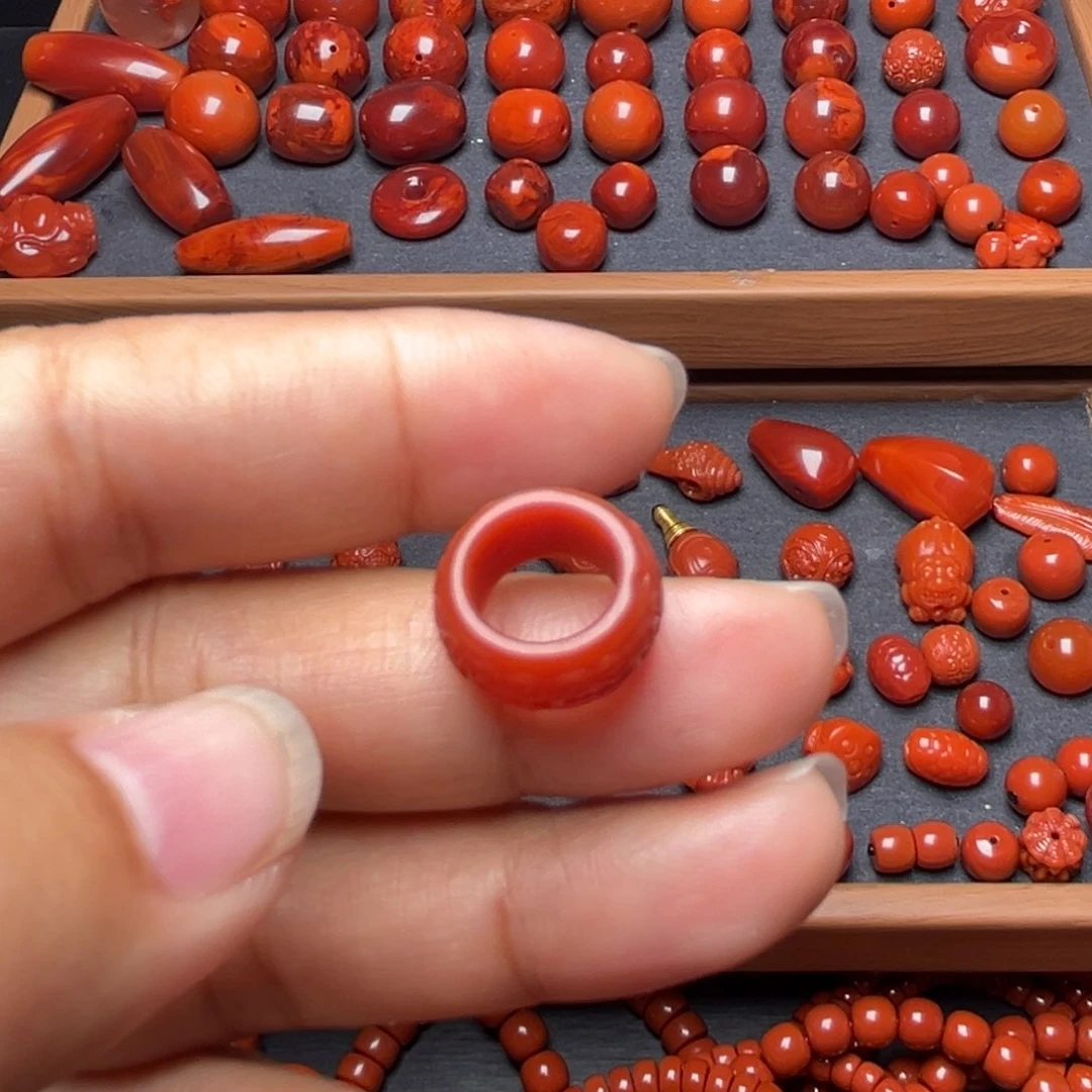 南红玛瑙配饰未镶嵌跑环内径卡9.3mm