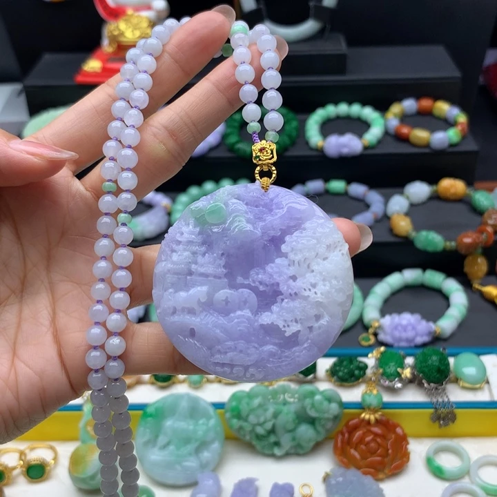 颈饰未镶嵌翡翠翡翠山水牌