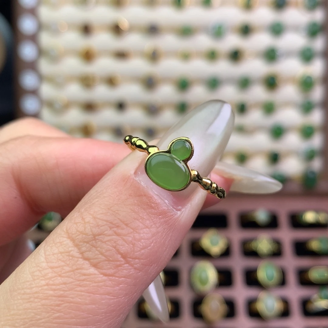 和田玉银S925镶嵌戒指