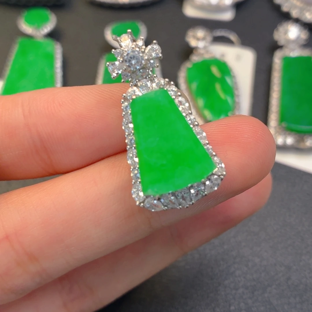 翡翠银S925镶嵌吊坠(不含链)