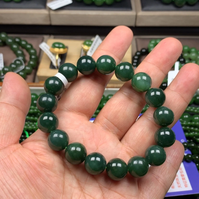 【闪购商品】手串未镶嵌和田玉（碧玉）放漏12m m