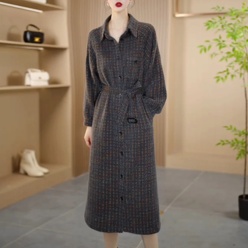 休闲百搭十三行连衣裙女秋2025年新款高级减龄遮肉显瘦中长款裙子