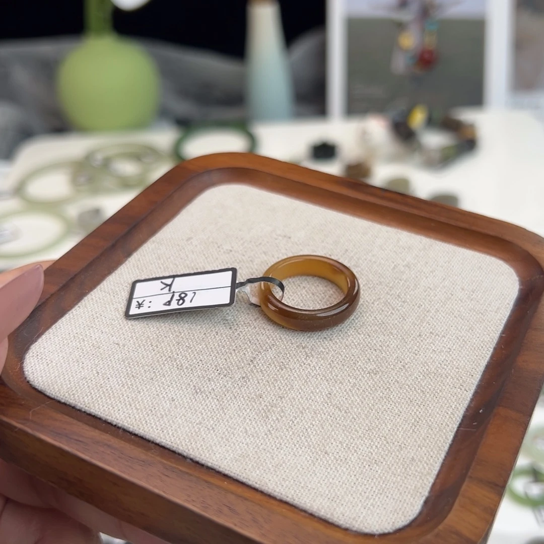 和田玉（糖玉）未镶嵌戒指N180红糖细条直径17.3不退换