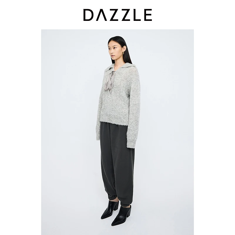 DAZZLE地素双腰头卫衣裤束脚运动裤2H4Q412