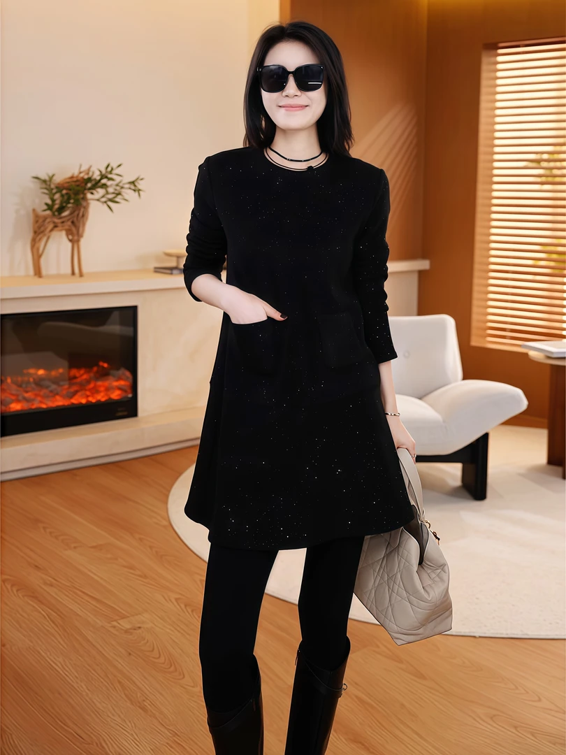 高端轻奢时尚气质氛围感连衣裙女秋冬高级感优雅时髦洋气减龄裙子