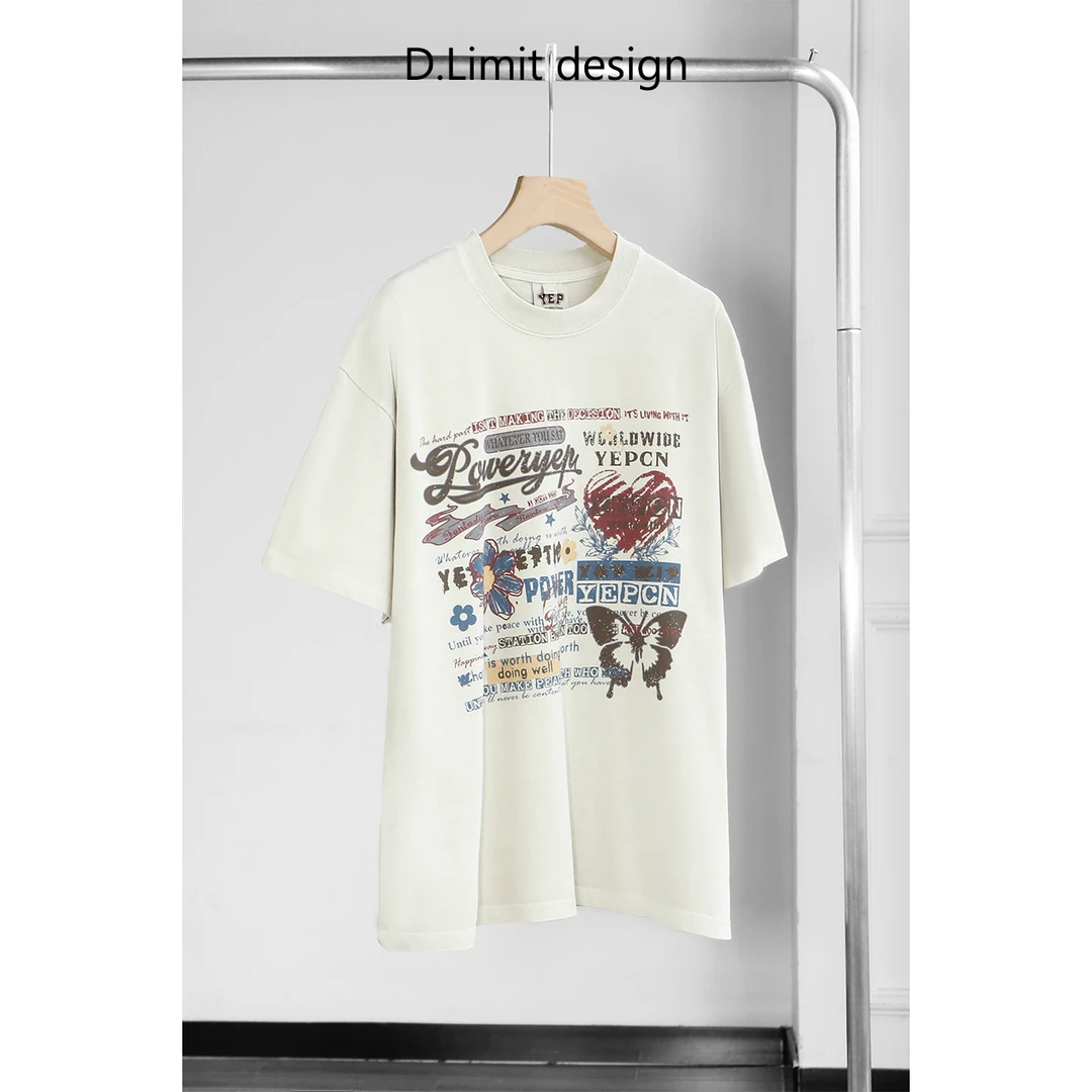 【D.Limit design】复古涂鸦风宽松半袖T恤DLIN384