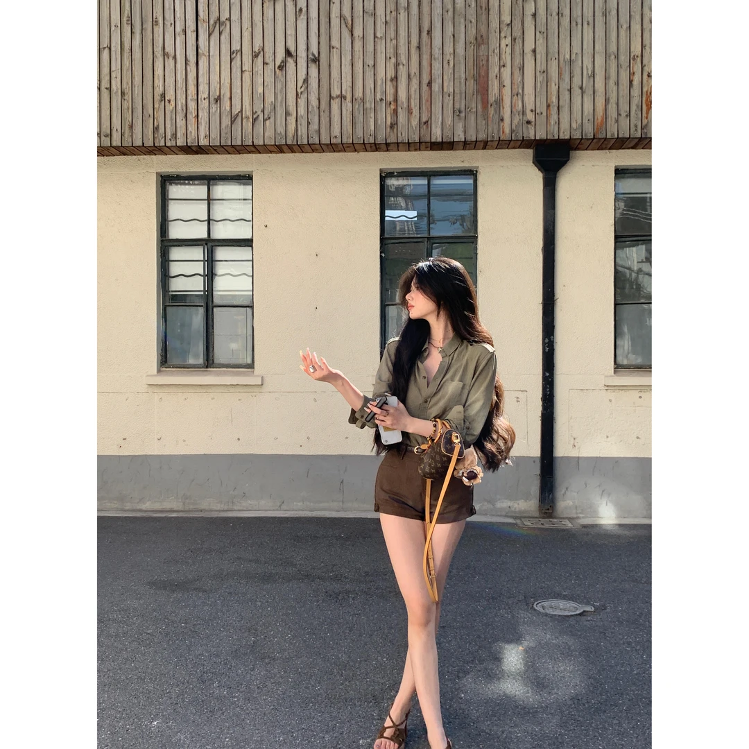 夏季新款复古松弛感女装小众宽松衬衫外穿工装衬衣纯欲慵懒风女装