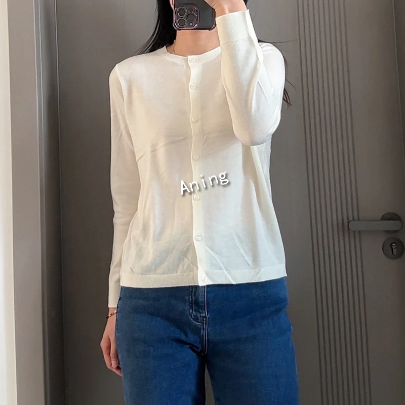 四季款【100%超细美丽诺羊毛】奢品高货 女士圆领针织开衫