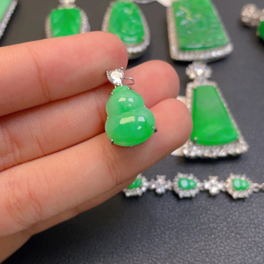 翡翠银S925镶嵌吊坠(不含链)
