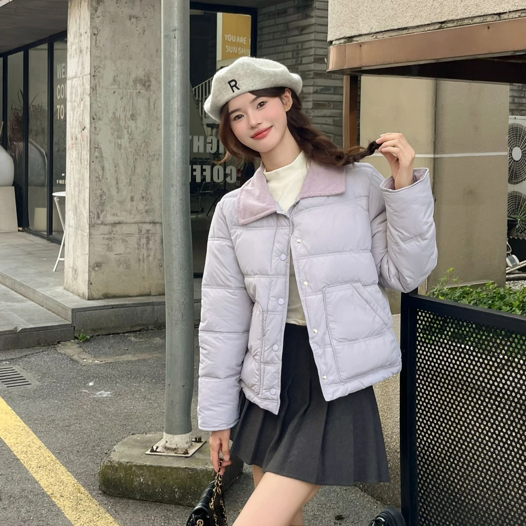 冬季新款 灯芯绒拼接棉服外套