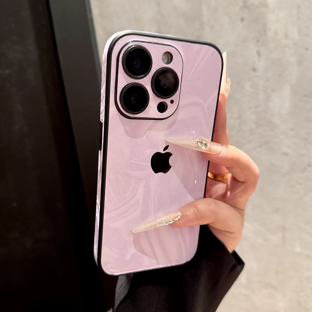 全包边水油纹自带镜头膜适用苹果17promax手机壳16高级14网红15情