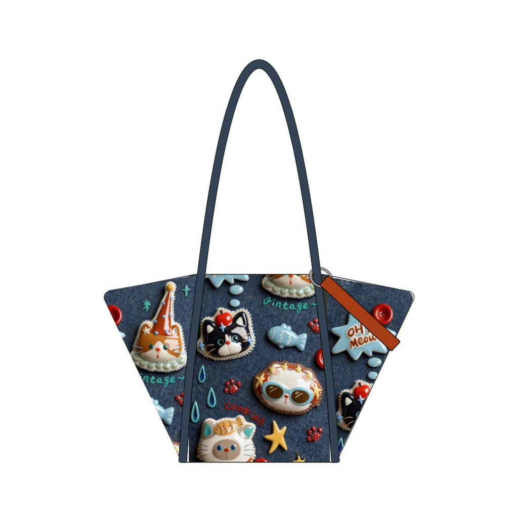 泡泡小猫经典单肩包斜跨包卡通潮流时尚大容量休闲百搭妈咪包