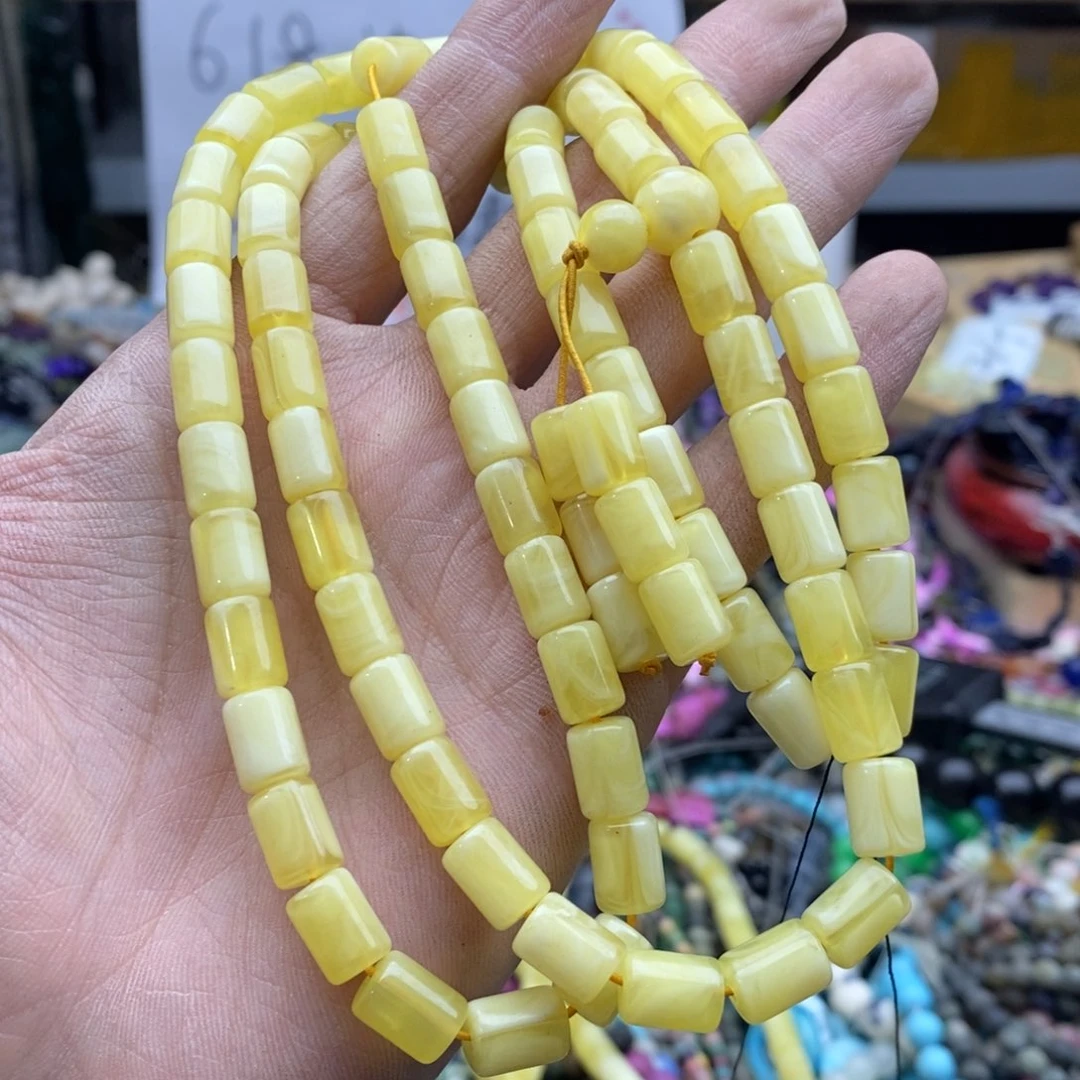 玛瑙/玉髓未镶嵌珠宝半成品一条假蜜蜡Q183