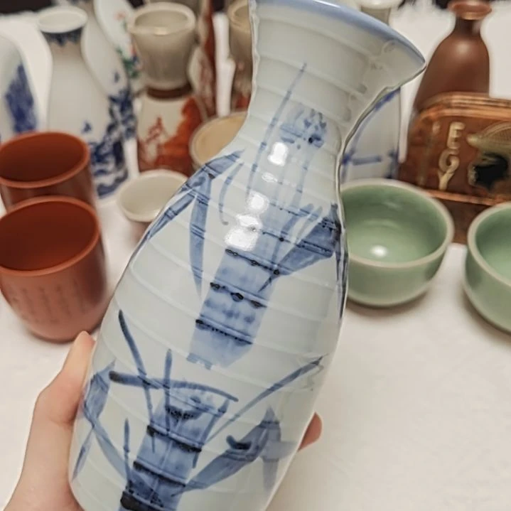 陶瓷竹叶大酒壶大花瓶单个