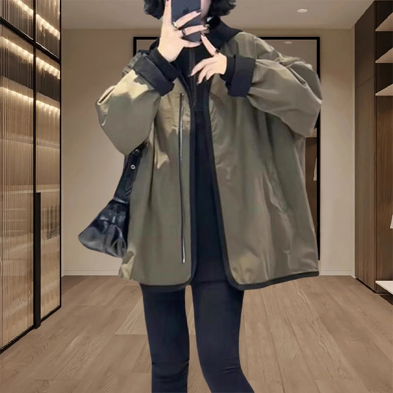 时尚都市风拉链外套女2025春秋新款高级感正反两面穿薄款百搭风衣