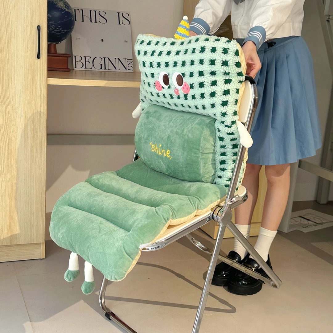 可爱卡通靠背一体坐垫办公室久坐护腰椅子垫四季通用防屁股痛垫子