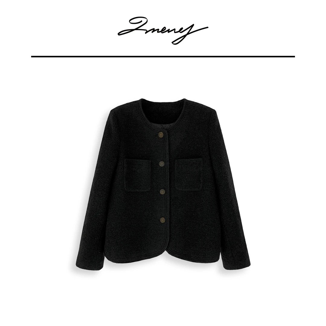 LMENY黑黛小香风~羊毛圈圈呢保暖羽绒小香外套24DY028