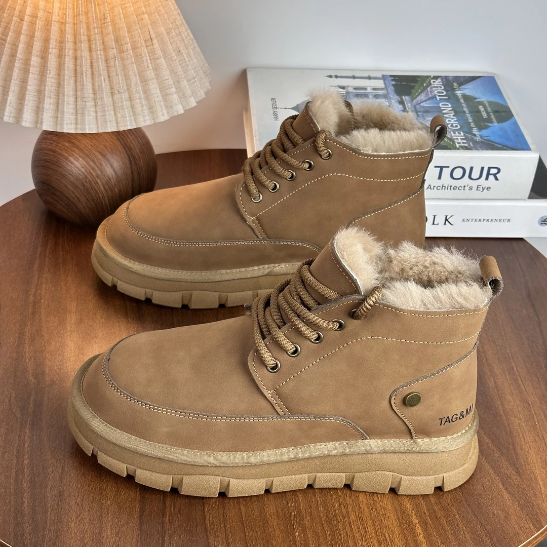 TG9818内里羊皮毛一体纯羊毛厚底雪地靴新款男士东北保暖大棉鞋