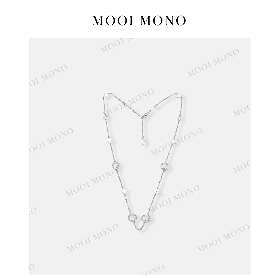 铜项链 MOOI MONO"银烁"轻奢百搭四叶草星星点缀镶钻项链P904J52