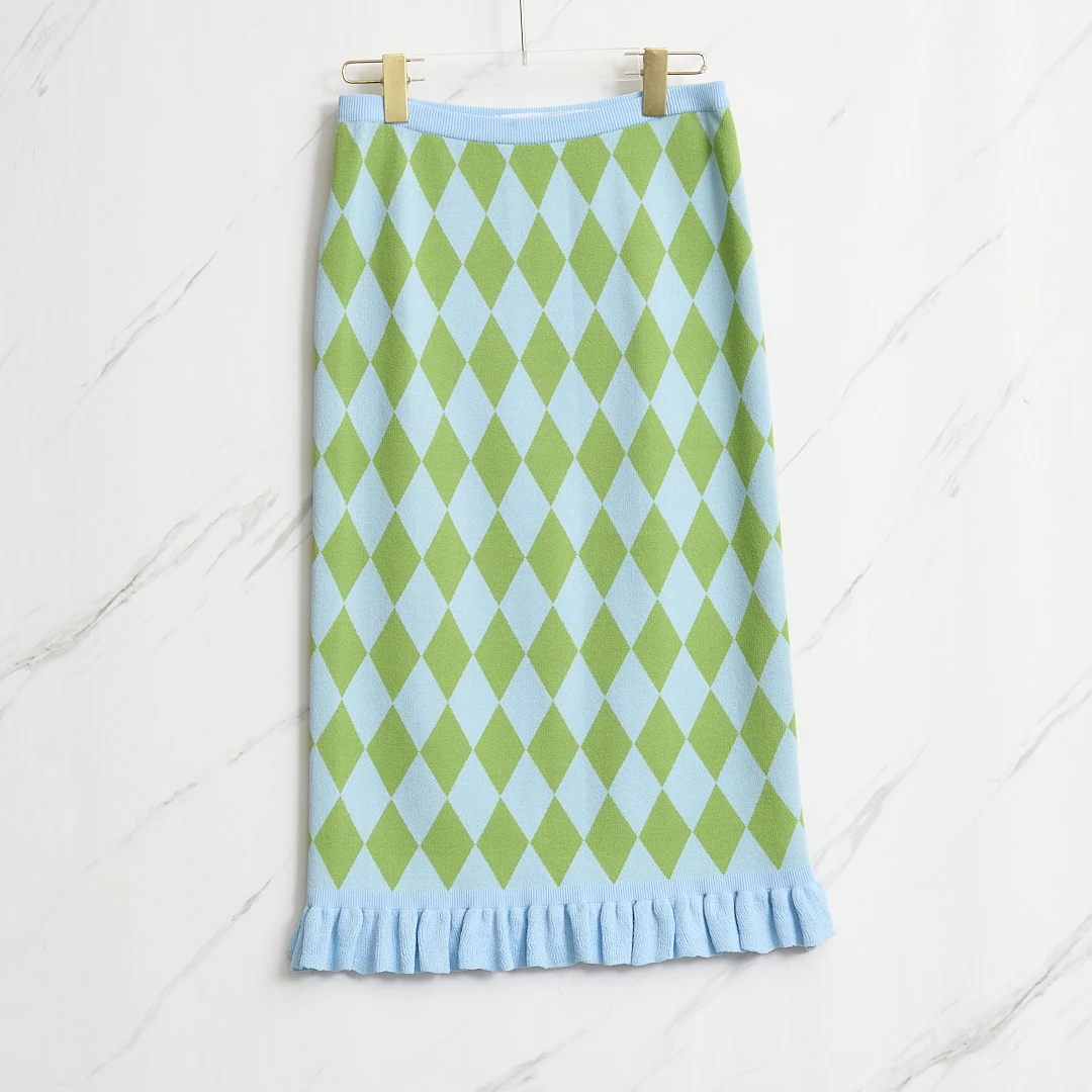 pushBUTTON女士菱形花边针织裙/PZGP00117