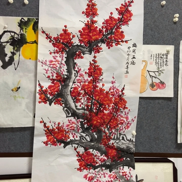 国画梅花138厘米高度