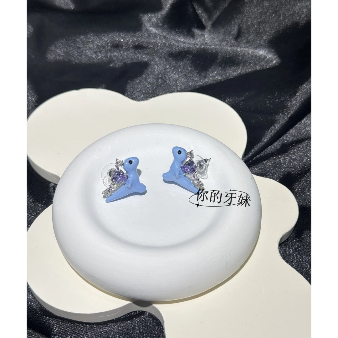 合金耳饰 小恐龙耳钉ED276复古时尚轻奢精致百搭时尚