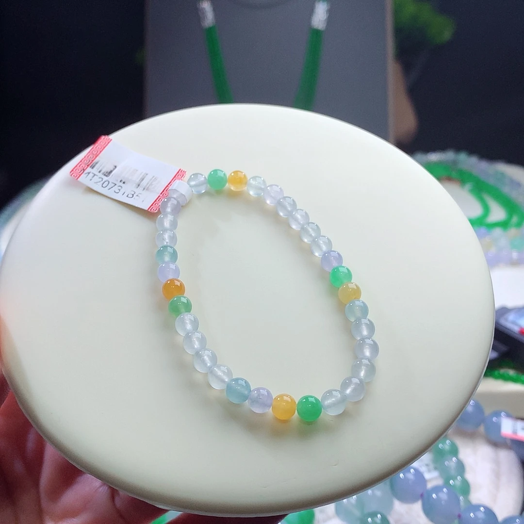 未镶嵌手串翡翠王炸！卡5mm糖果马卡龙