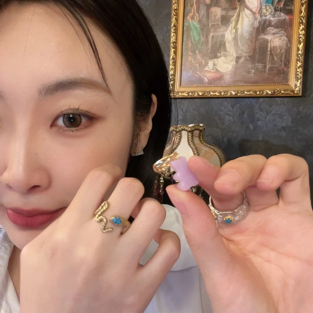 小***糕黄铜琉璃925银戒指➕熊